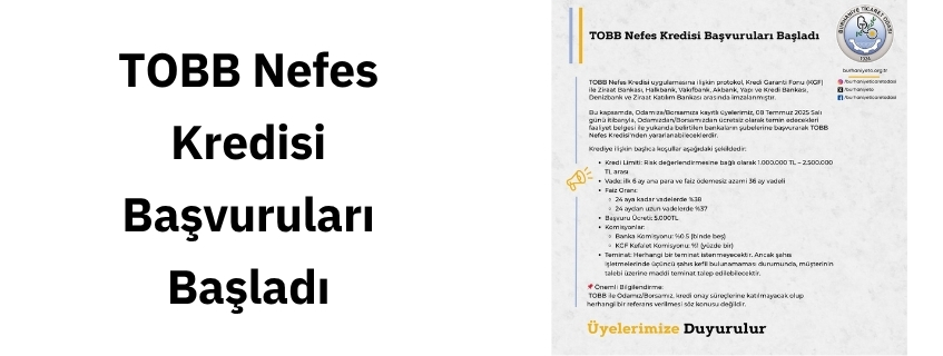 TOBB Nefes Kredisi Başvuruları Başladı